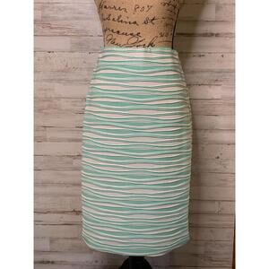 HOT GAL MINT AND WHITE STRETCH FITTED CASUAL STYLE MIDI SKIRT SIZE 1X